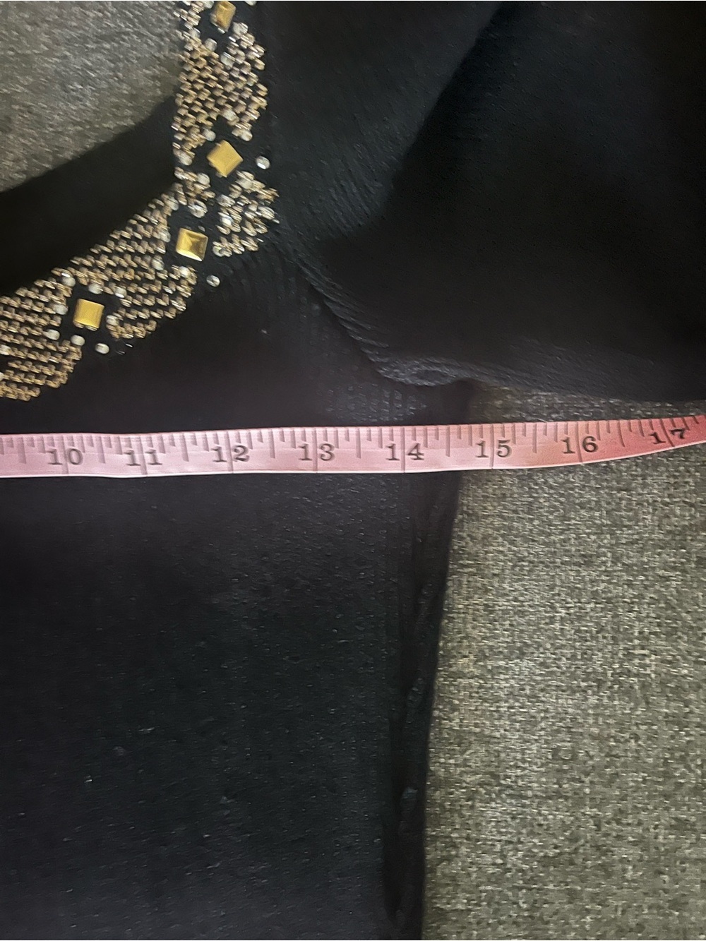 St. John Evening Black Long Sleeve Scoop Neck Dress with Metallic Bead Trim - Picture 6 of 7